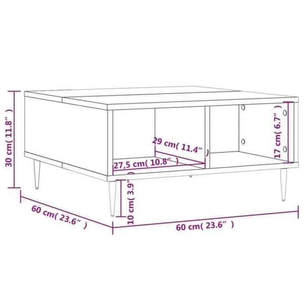 vidaXL Soffbord Vit 60x60x30 cm Konstruerat trä 827028