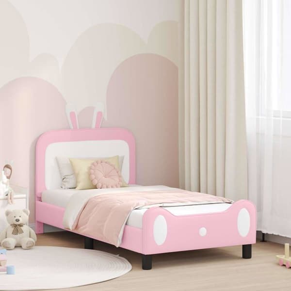 Barnsängram - vidaXL - 80x160 cm - Rosa - Ingenjörsträ - Modern design - Förvaringsfickor