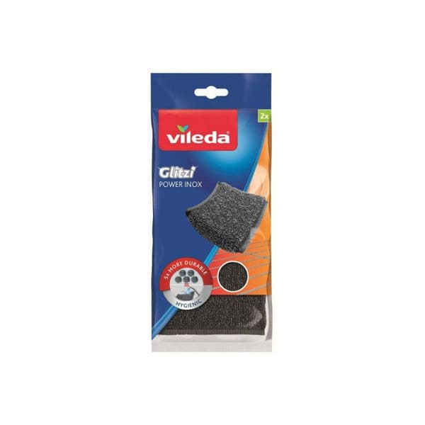 VILEDA GLITZI Power Inox - 2 skursvampar - Repar inte, Mycket effektivt!