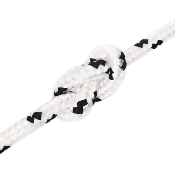 152766 vidaXL Flätat båtrep Vit 8 mmx25 m Polyester