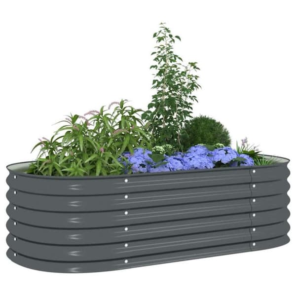 Planteringskärl - vidaXL - 160x80x44 cm - Galvaniserat stål - Grå - Rektangulär