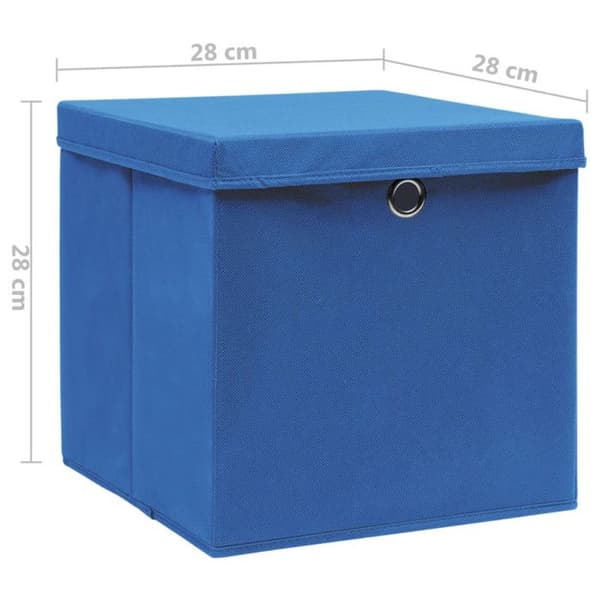 vidaXL Förvaringsboxar med lock 4 st 28x28x28 cm Blå