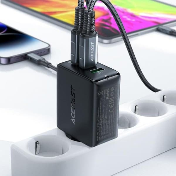 Snabbladdare - ACEFAST - A41 - 2xUSB-C - USB-A - 65W - GaN-teknologi