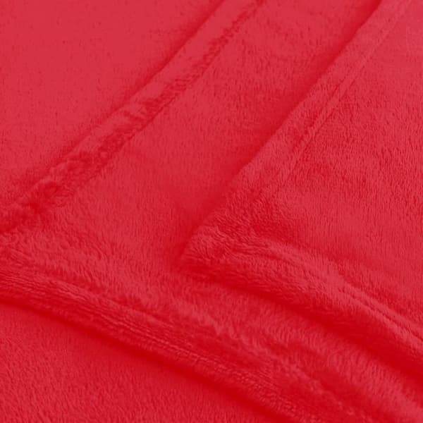 Mikrofiberfleecefilt 70 x 150 cm röd - 100% polyester, mjuk och fluffig