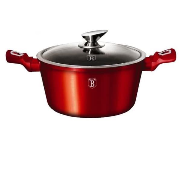 Gratängform - Metall - 20 cm - Röd - Marmorbeläggning - Induktionskompatibel