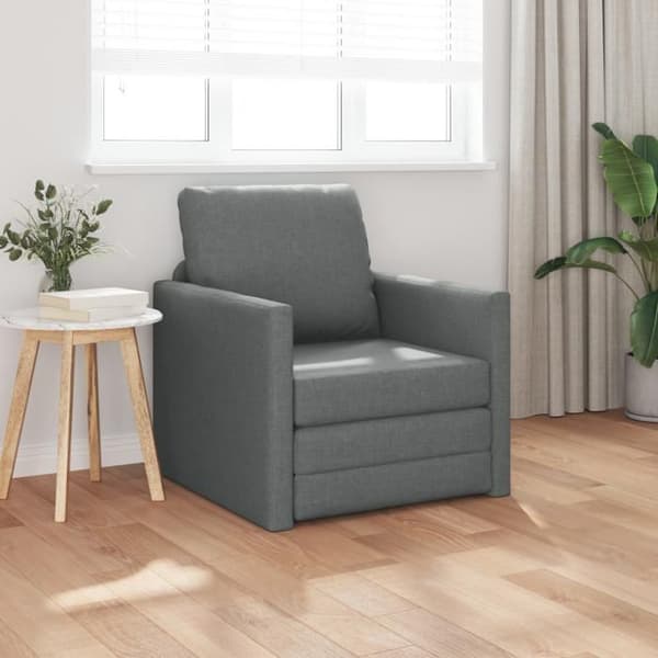 Soffa säng 2 i 1 mörkgrå 74x77x81 cm tyg