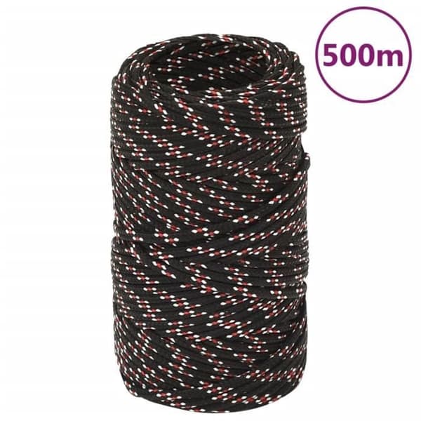 152321 vidaXL Båtrep Svart 2 mm 500 m Polypropen