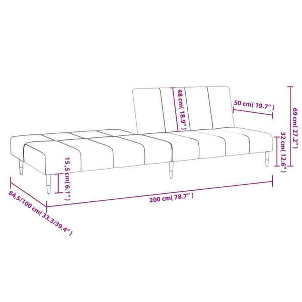 vidaXL 2-sits bäddsoffa mörkgrå sammet 375875
