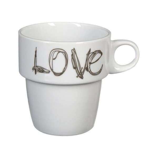 Mugg - Kärlek - Set om 6 - Metallstöd - Stapelbar - Modern design