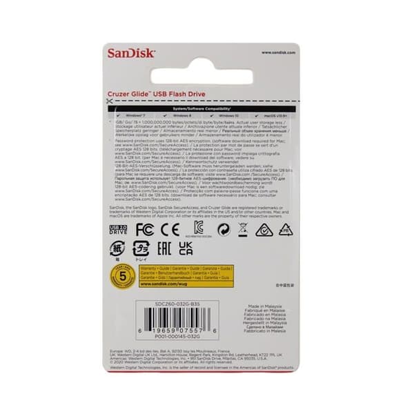 USB-minne - SANDISK - CRUZER GLIDE - 32 Go - USB 2.0 - 3-pack