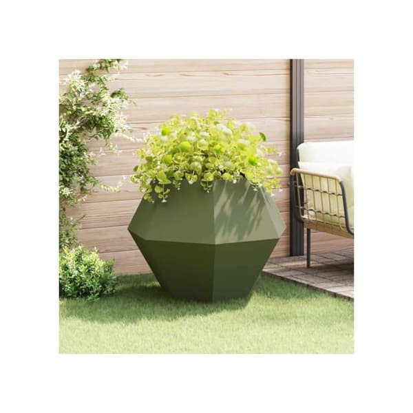 Stålplanteringskärl - vidaXL - Olivgrön - 100x100x80 cm - Rektangulär design - Utomhusbruk