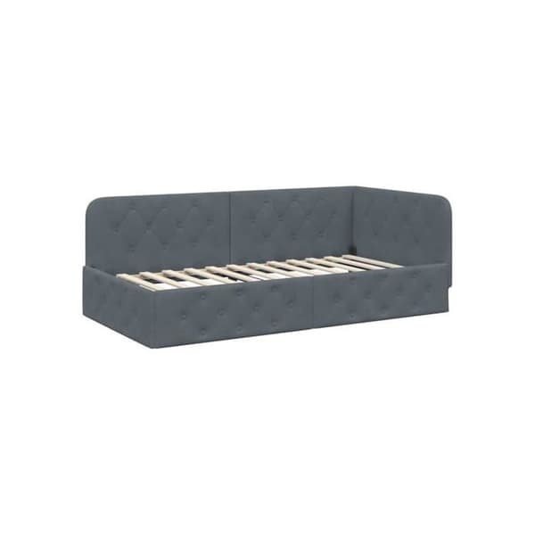 Vinkel sängram i sammet - vidaXL - Mörkgrå - 100x200 cm - L-formad design - Mångsidig bäddsoffa