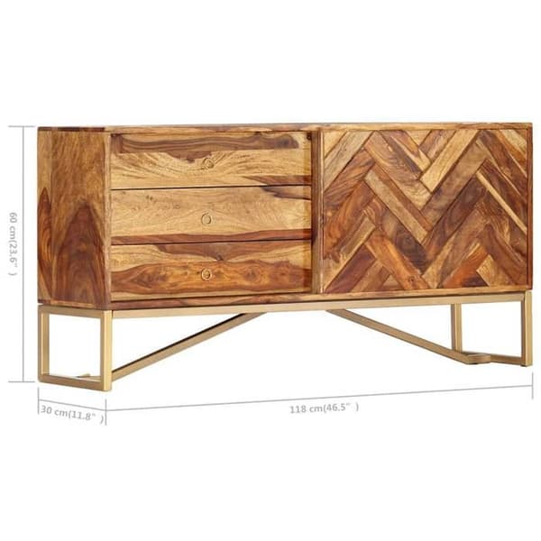 vidaXL Buffé 118x30x60 cm Massivt Seshamträ 247997