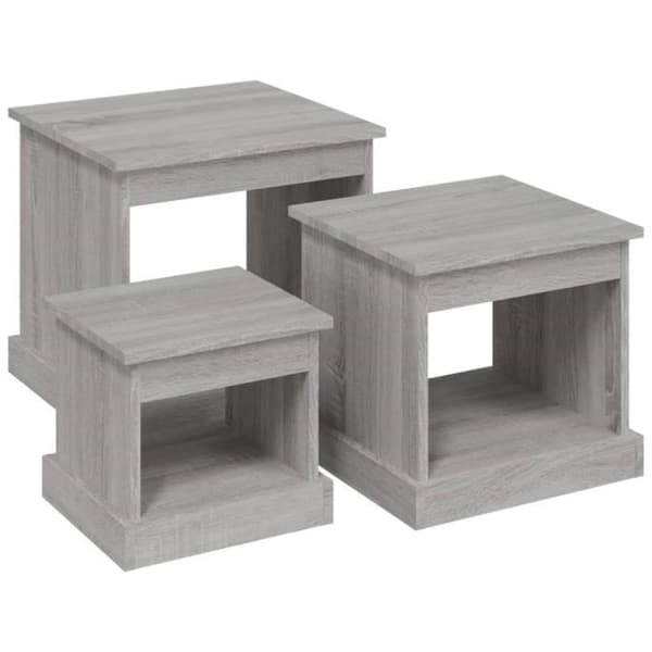 vidaXL häckningsbord 3 st Sonoma Grey Engineered Wood 816494