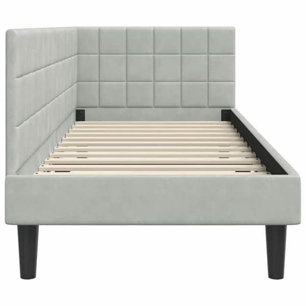 vidaXL Hörnsängram Ljusgrå 80 cm x 200 cm Sammet 42016408