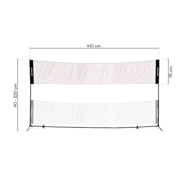 Badminton nät METEOR - Bärbart - Stänger ingår - 4,1 x 2,2 m - Svart
