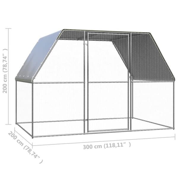 vidaXL Utomhus Hönsgård 3x2x2 m Galvaniserat stål