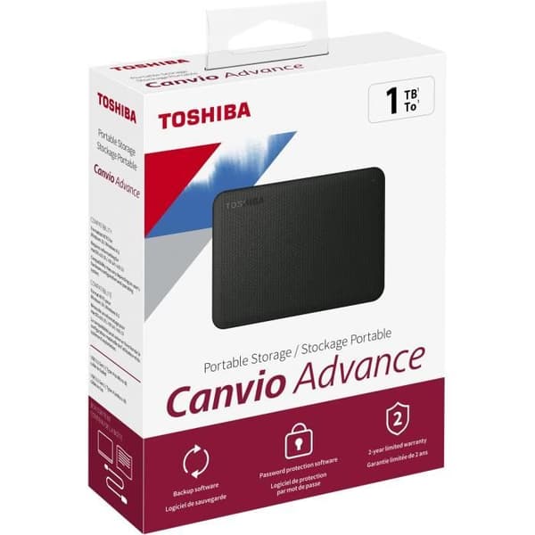 Extern hårddisk - TOSHIBA - Canvio Advance - 1 TB - Svart