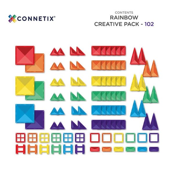 CONNETIX Byggplattor Magnetiska Regnbåge Kreativ Förpackning, 102 Bitar