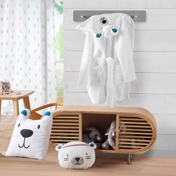 Kudde - INREDDNINGENS MILDHET - Björnhuvud - 30x30 cm - 100% polyester - Vit