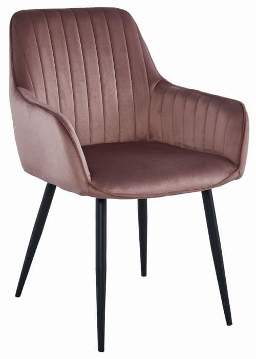 Stol SOLDEN - rosa sammet / svarta ben x 2