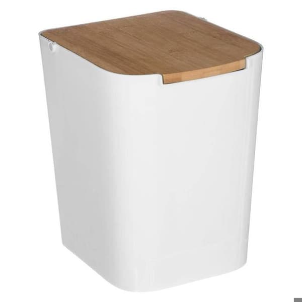 Soptunna med lock bambu 5L "Naturéo" vit - 5 five simply smart