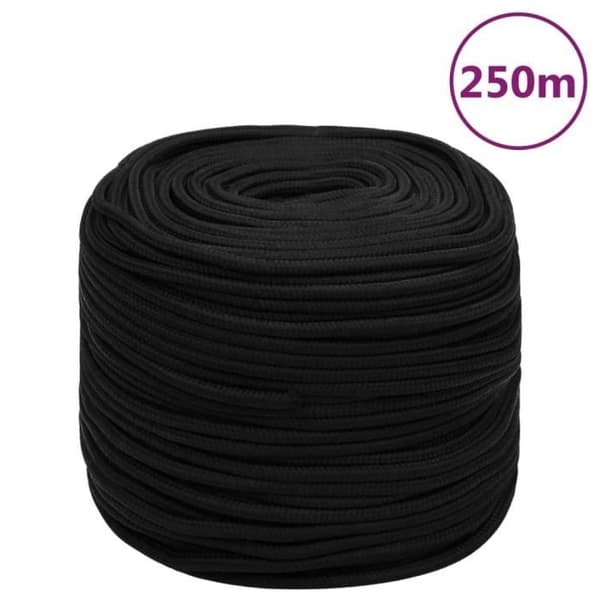152825 vidaXL Arbetsrep Svart 10 mm 250 m Polyester