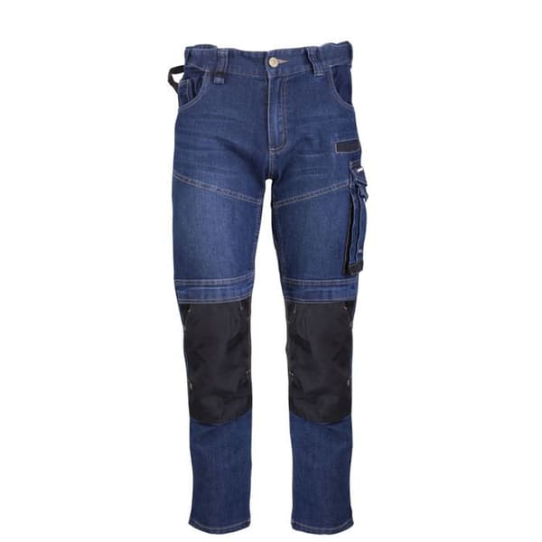 Blå stretchjeans med förstärkningar, storlek M, CE, LAHTI