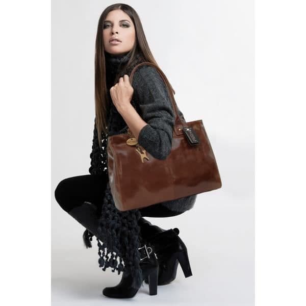 Handväska - CATWALK-KOLLEKTION - Stor väska - Läder - Polyester - Brun