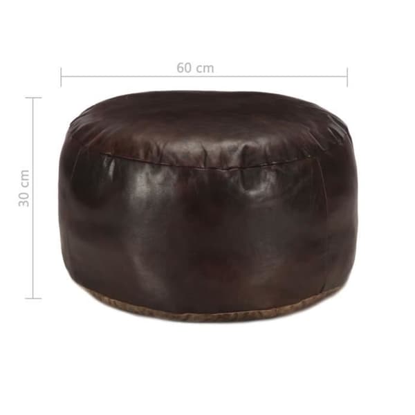vidaXL Puf 60 x 30 cm Mörkbrun Äkta getskinn