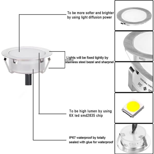 Spot LED Inbyggd Utomhus SMY Lighting 6-pack Varmvit IP67