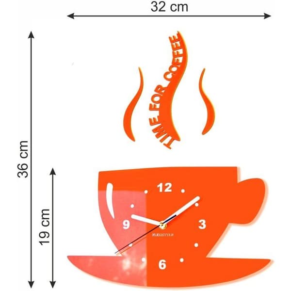 Väggklocka - FLEXISTYLE - FLEXISTYLE - Rektangulär - Orange plast - 32 x 19 cm