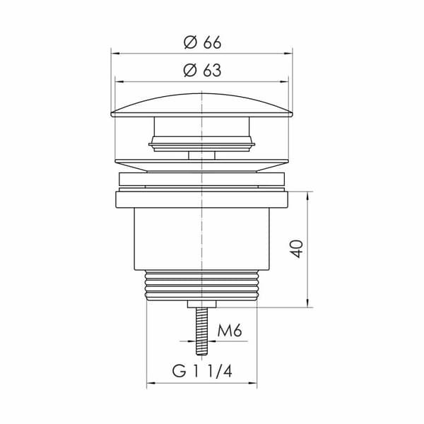 Bonde de Lavabo Clic-Clac - Instadrain - Graphit - Massivt Messing - Universell 5/4"