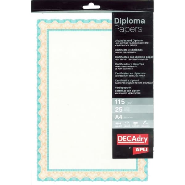 DECADRY Papper A4 115 g/m² - 25 ark Vattenmärke Snäcka - Orange & Turkos