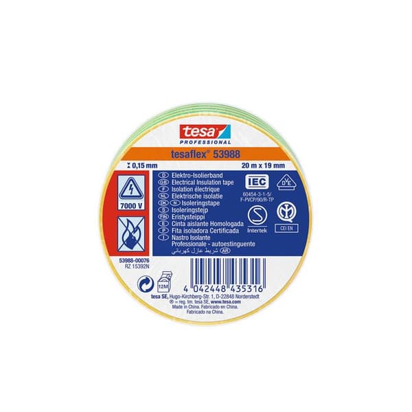Isoleringstejp - TESA - 53988-00076-00 - gummi - gul - grön