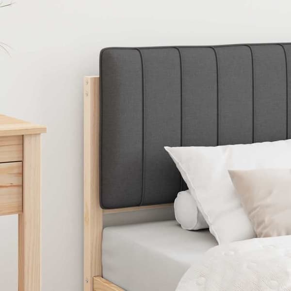 vidaXL Sängram med stoppad huvudgavel Mörkgrå 75 x 190 cm, Sovrum, Rektangulär, Modern, Hållbar, 878090