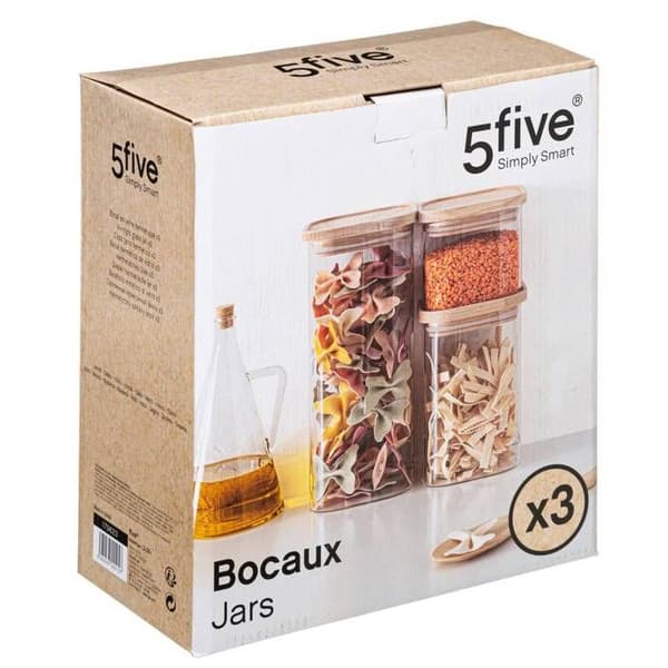3 stapelbara glasburkar "Hermet" med trälock - 5 five simply smart