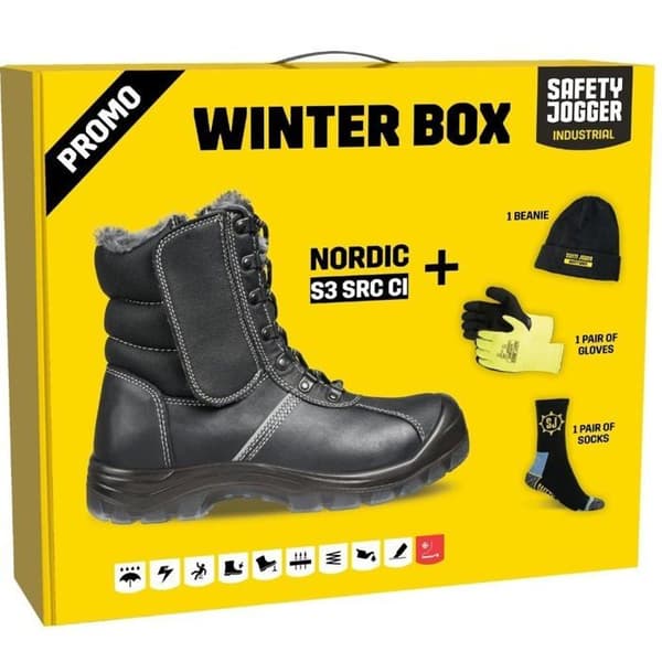 Vinterbox Säkerhetssko i läder med varm foder Safety Jogger NORDIC S3 SRC CI - Svart