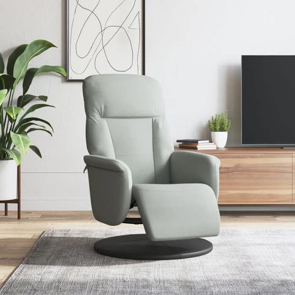vidaXL Recliner med fotstöd ljusgrå sammet 356682