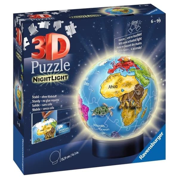 Ravensburger - 3D Globe World Map Pussel med LED - 72 bitar