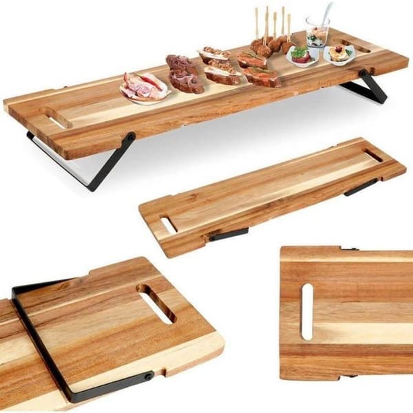 Skärbräda - EXCELLENT HOUSEWARE - 67,5 x 19,3 x 7,5 cm - Trä - Fällbara ben - Brun
