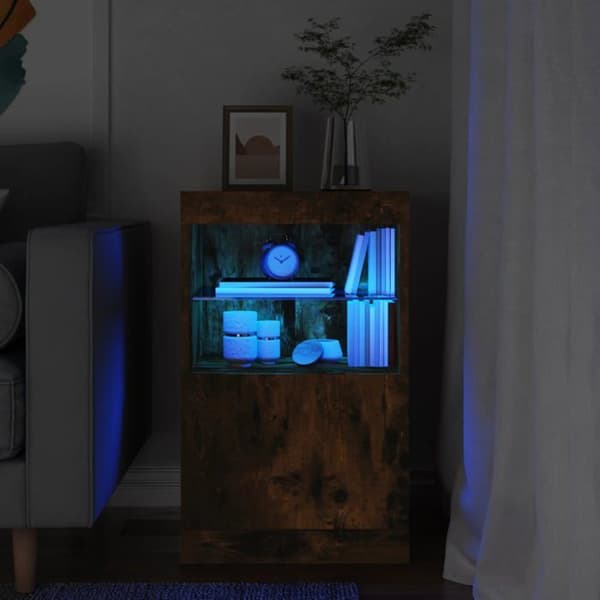 vidaXL Buffé med LED-lampor ek rökt 41x37x67 cm 836683