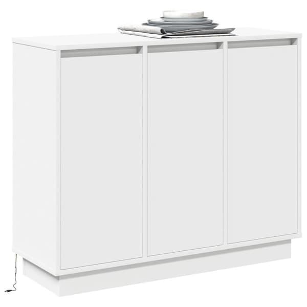 Buffé med vit LED 90x32x75 cm i ingenjörsträ.