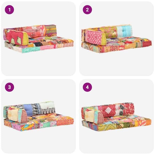 vidaXL Soffkudde Palett Flerfärgad Tyg Patchwork 287722