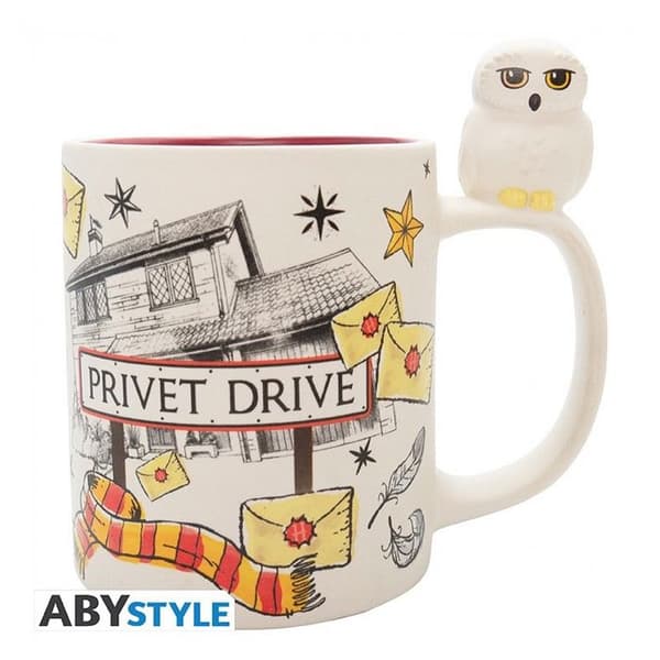 Mugg 3D - Harry Potter - Hedwig och Privet Drive - Vit - Rund - Barn