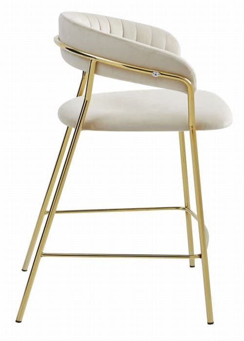 Barstol BADIA – Elegans och Komfort - Chic Barstol i Vitt Sammet Höjd: 96 cm