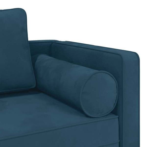 vidaXL Chaise longue med blå sammetkuddar 4007570