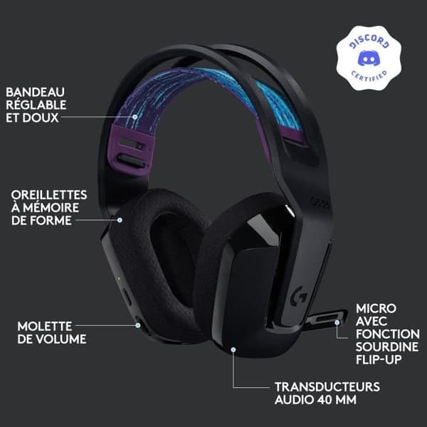 Gamingheadset - Trådlös - Logitech G - G535 Lightspeed - PS5, PS4, PC, MAC - Svart