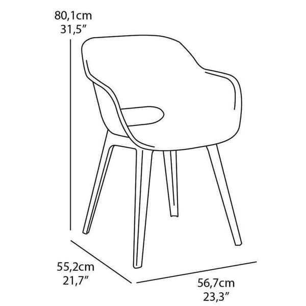 Akola utomhusstolar - Keter - Set om 2 - Grafit - Harts - Ergonomisk