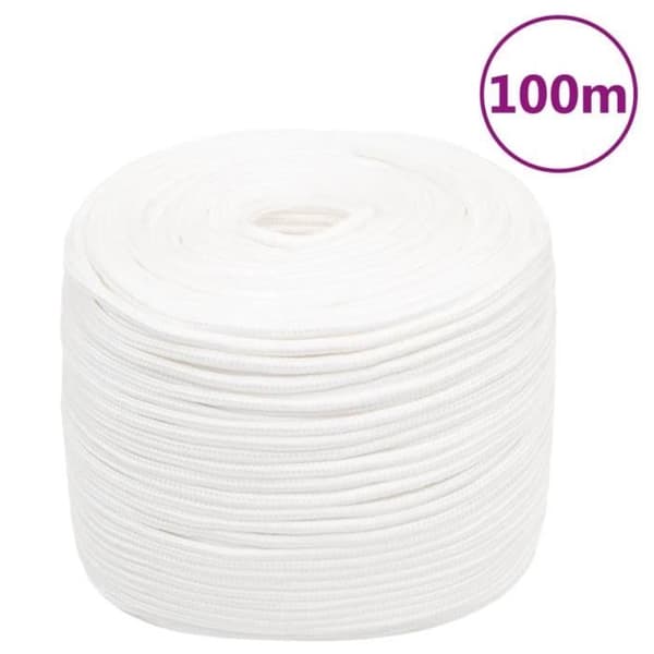 152551 vidaXL Båtline Vit komplett 6 mm 100 m Polypropen